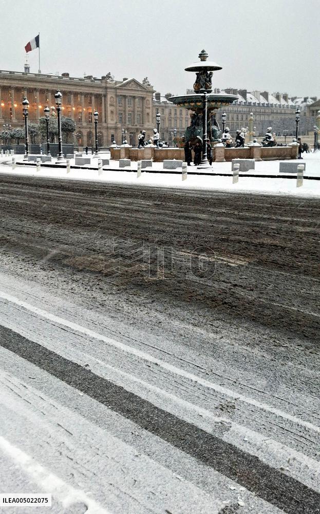 Snowfall Over Invalides and Concorde - Paris