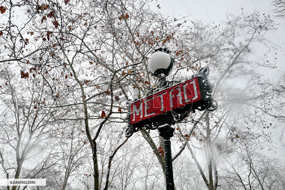 Snowfall Over Invalides and Concorde - Paris