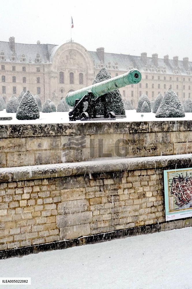 Snowfall Over Invalides and Concorde - Paris