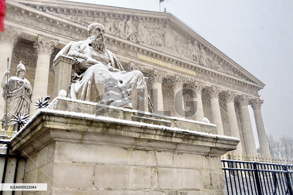 Snowfall Over Invalides and Concorde - Paris