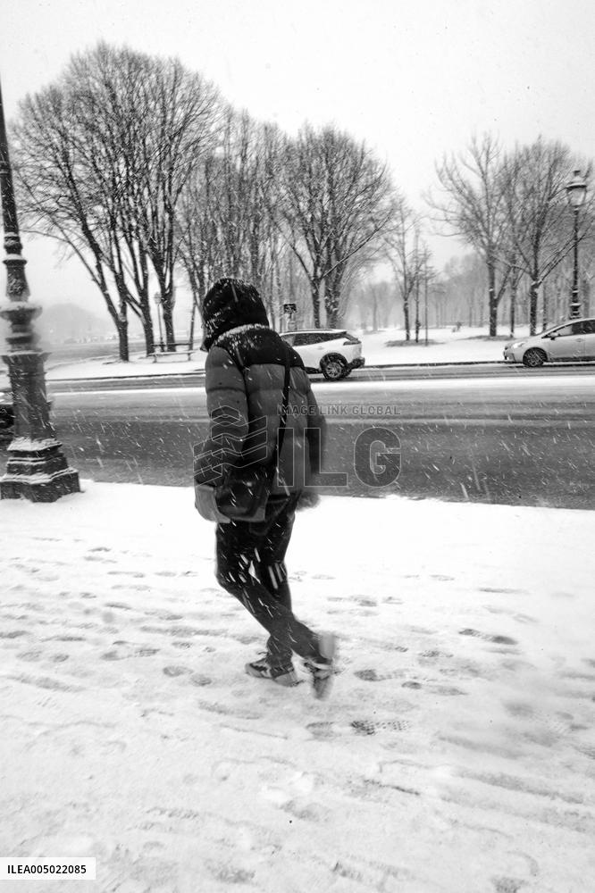 Snowfall Over Invalides and Concorde - Paris
