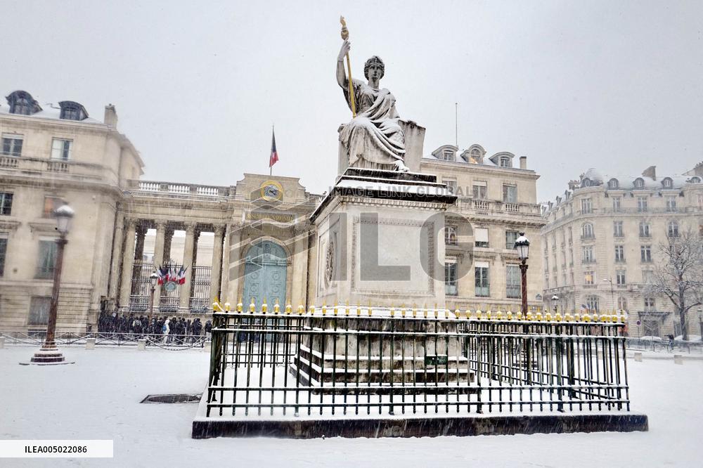 Snowfall Over Invalides and Concorde - Paris