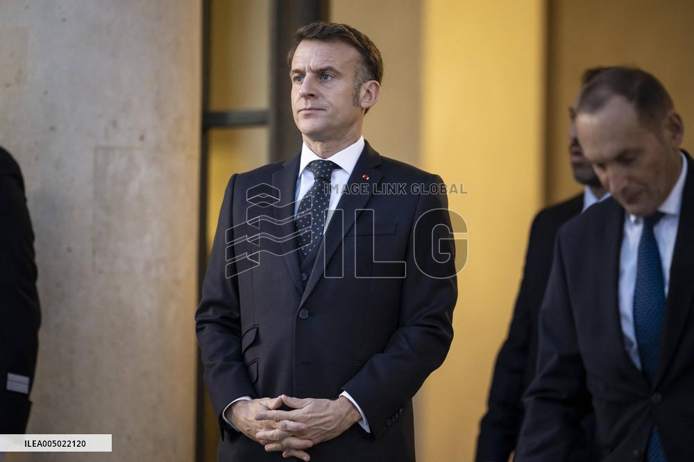 Macron Welcomes Carney At Elysee Palace - Paris
