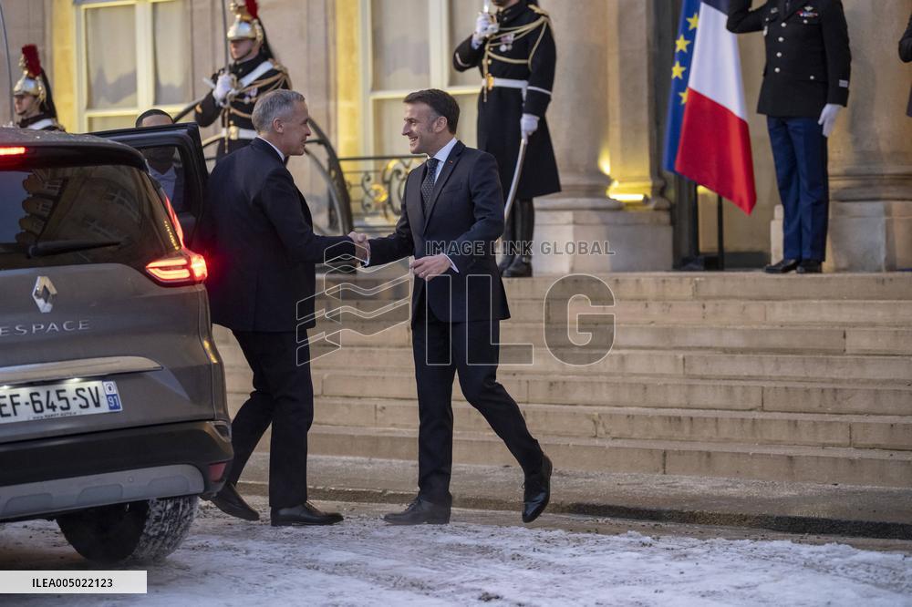 Macron Welcomes Carney At Elysee Palace - Paris