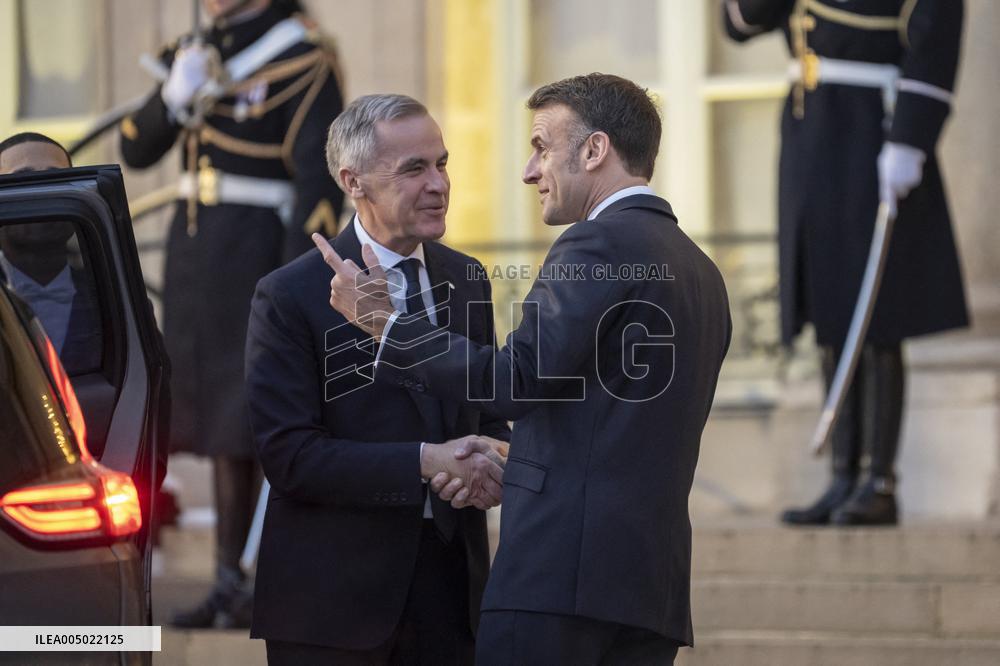Macron Welcomes Carney At Elysee Palace - Paris