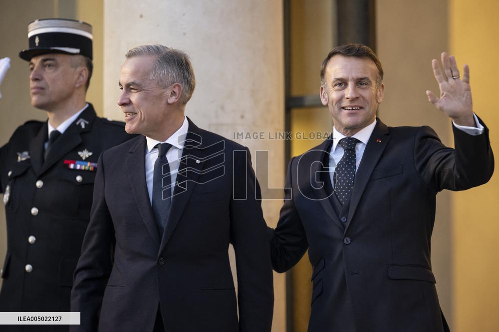 Macron Welcomes Carney At Elysee Palace - Paris