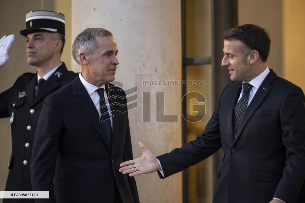 Macron Welcomes Carney At Elysee Palace - Paris