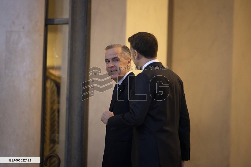 Macron Welcomes Carney At Elysee Palace - Paris