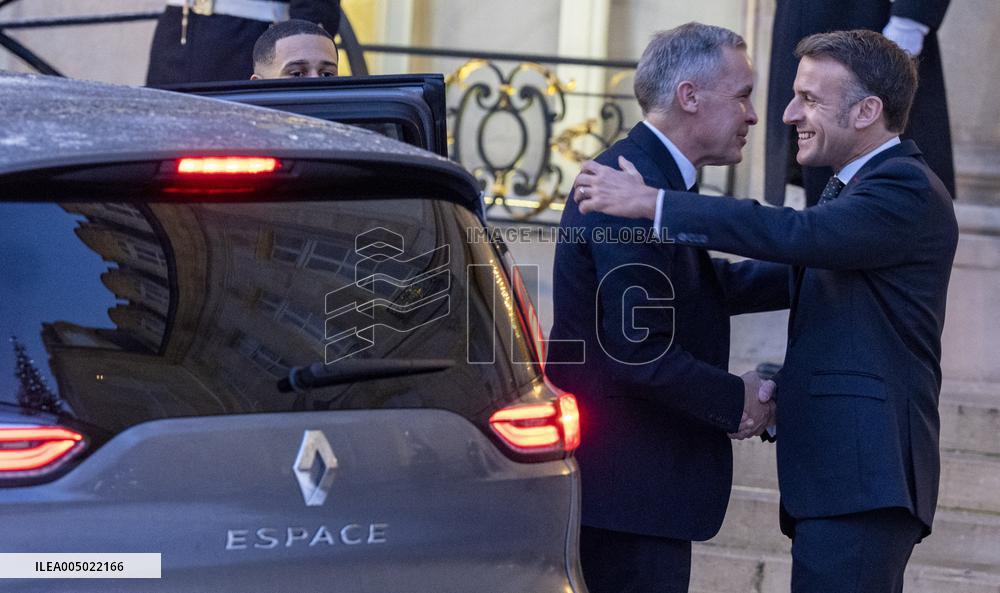 Macron Welcomes Carney At Elysee Palace - Paris