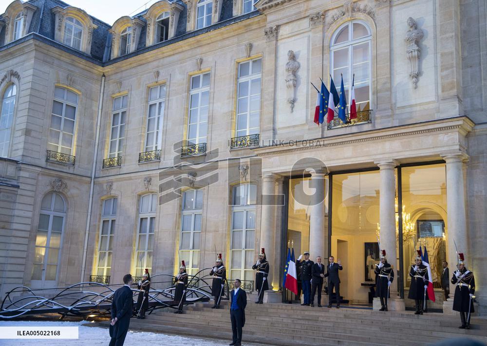 Macron Welcomes Carney At Elysee Palace - Paris