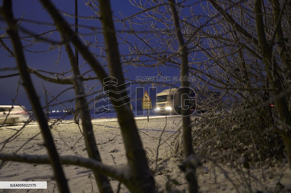 Illustration - Snowstorm Affects Traffic In Essonne - France