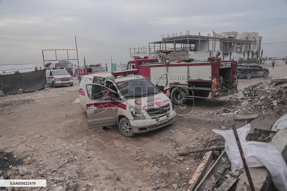 Makeshift Civil Defense Station in Gaza