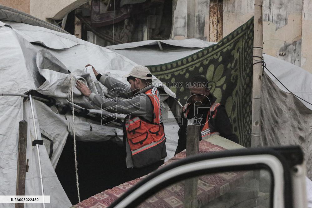 Makeshift Civil Defense Station in Gaza
