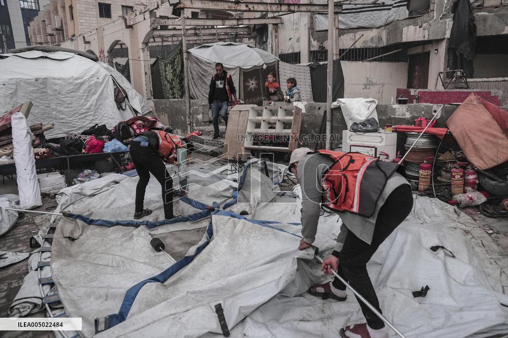 Makeshift Civil Defense Station in Gaza