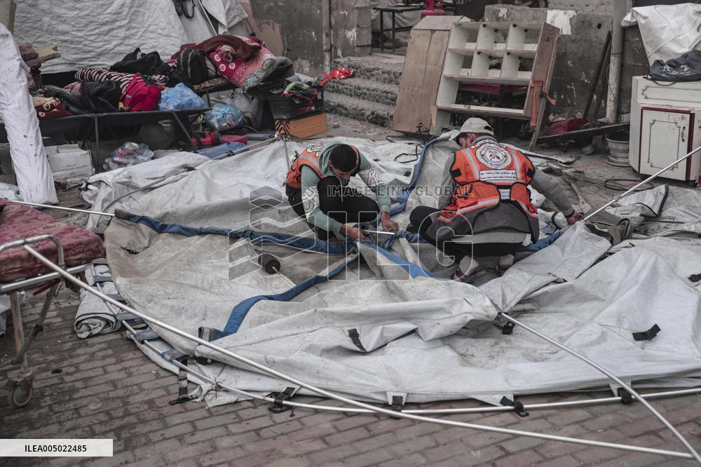 Makeshift Civil Defense Station in Gaza