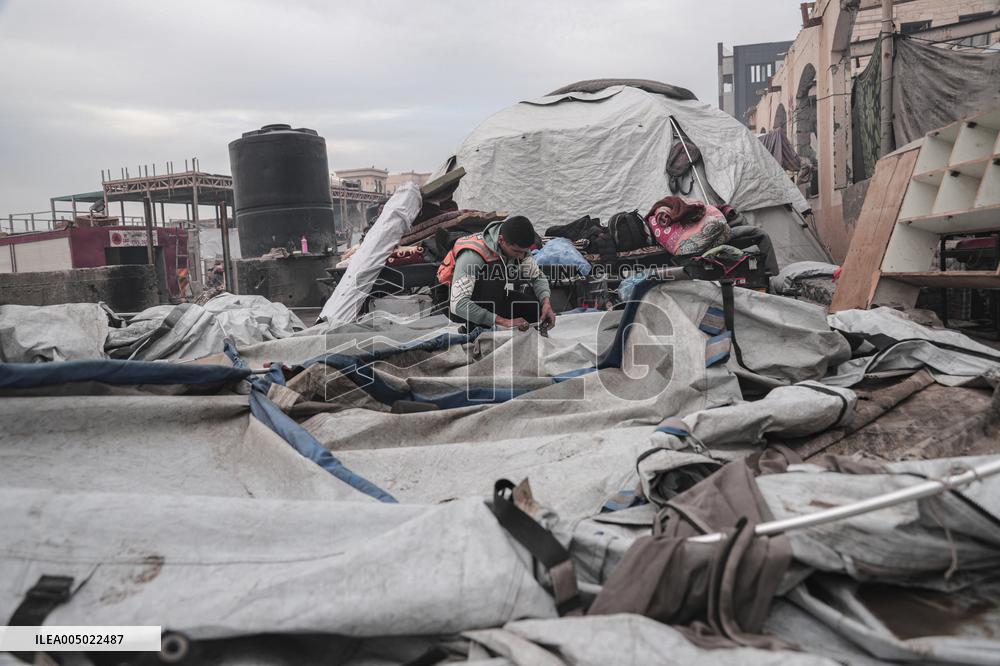 Makeshift Civil Defense Station in Gaza