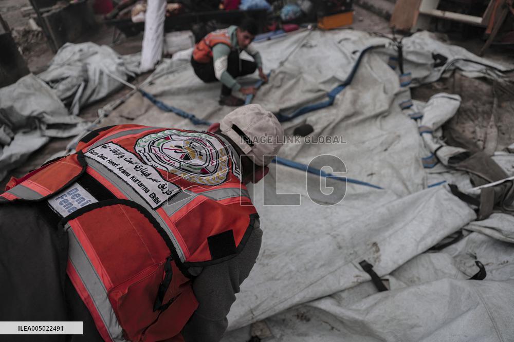 Makeshift Civil Defense Station in Gaza