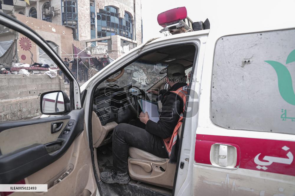 Makeshift Civil Defense Station in Gaza