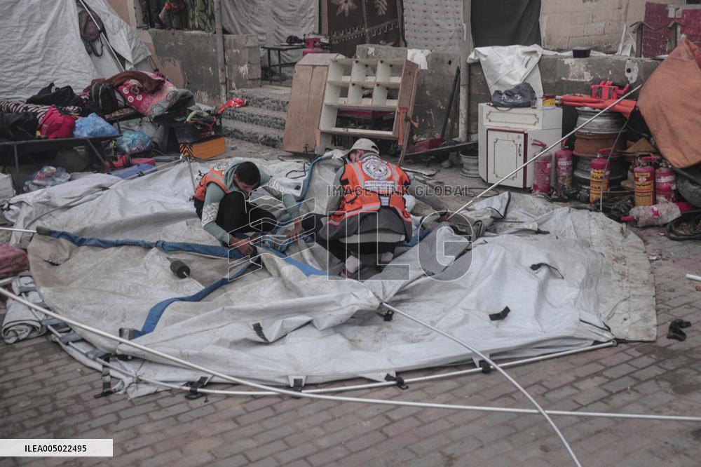 Makeshift Civil Defense Station in Gaza