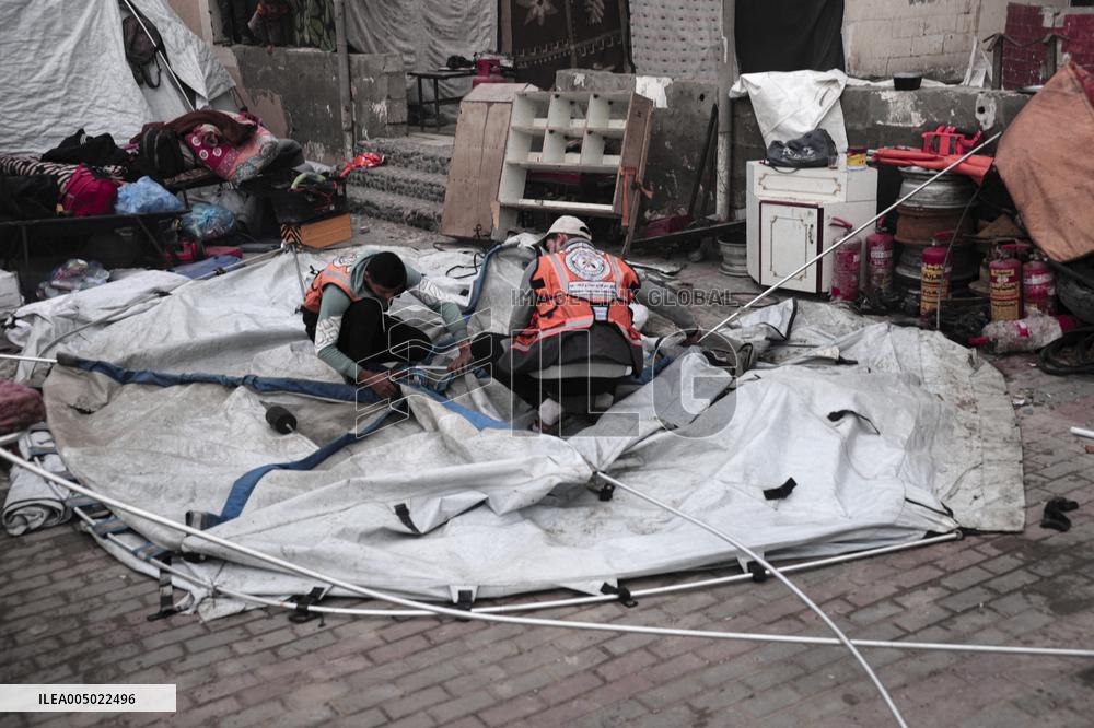 Makeshift Civil Defense Station in Gaza