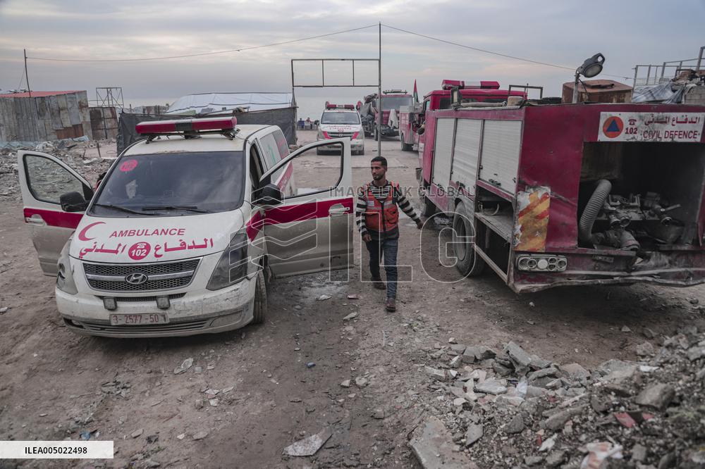 Makeshift Civil Defense Station in Gaza
