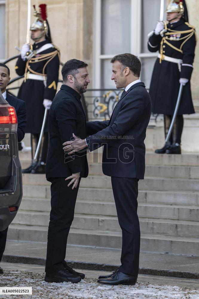 Macron Welcomes Zelensky at the Elysee Palace - Paris