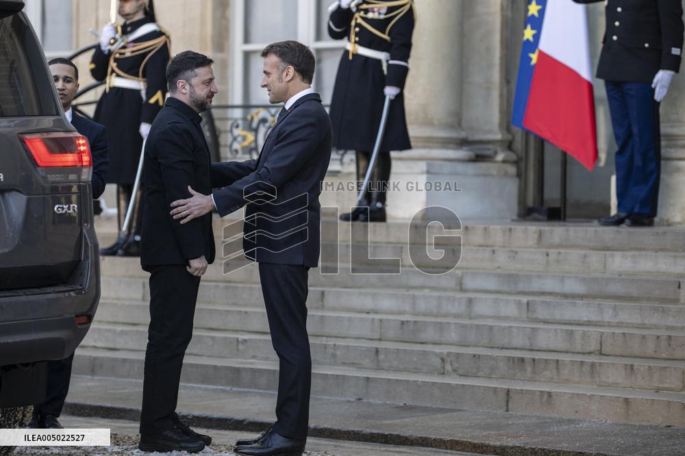 Macron Welcomes Zelensky at the Elysee Palace - Paris