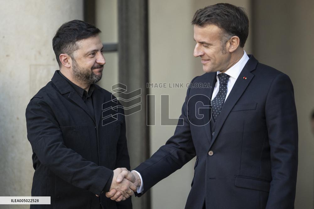 Macron Welcomes Zelensky at the Elysee Palace - Paris