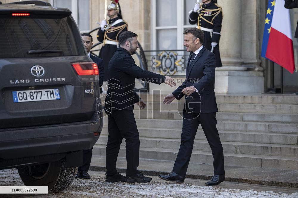 Macron Welcomes Zelensky at the Elysee Palace - Paris