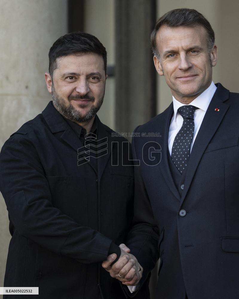Macron Welcomes Zelensky at the Elysee Palace - Paris