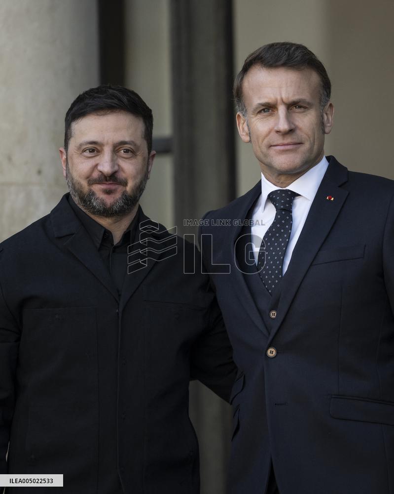 Macron Welcomes Zelensky at the Elysee Palace - Paris