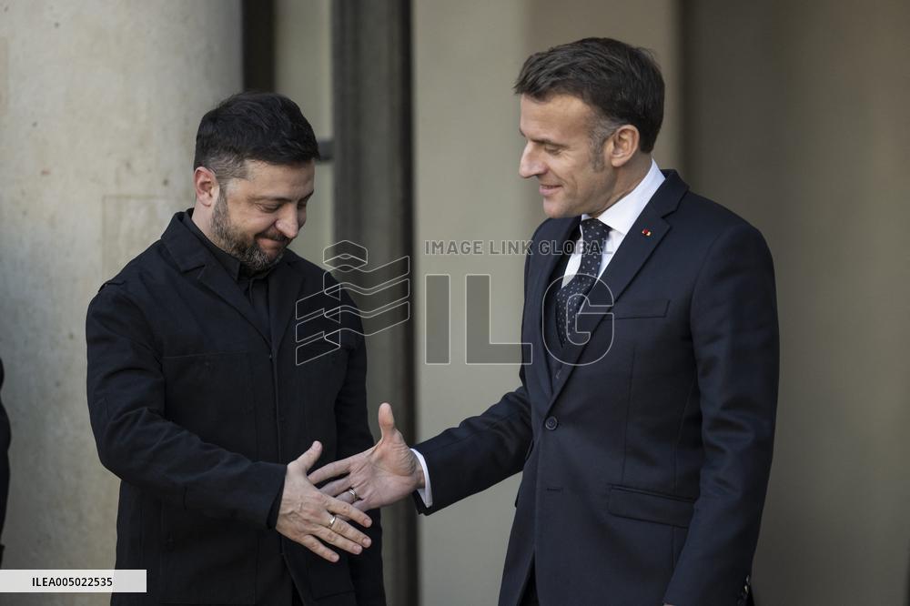 Macron Welcomes Zelensky at the Elysee Palace - Paris