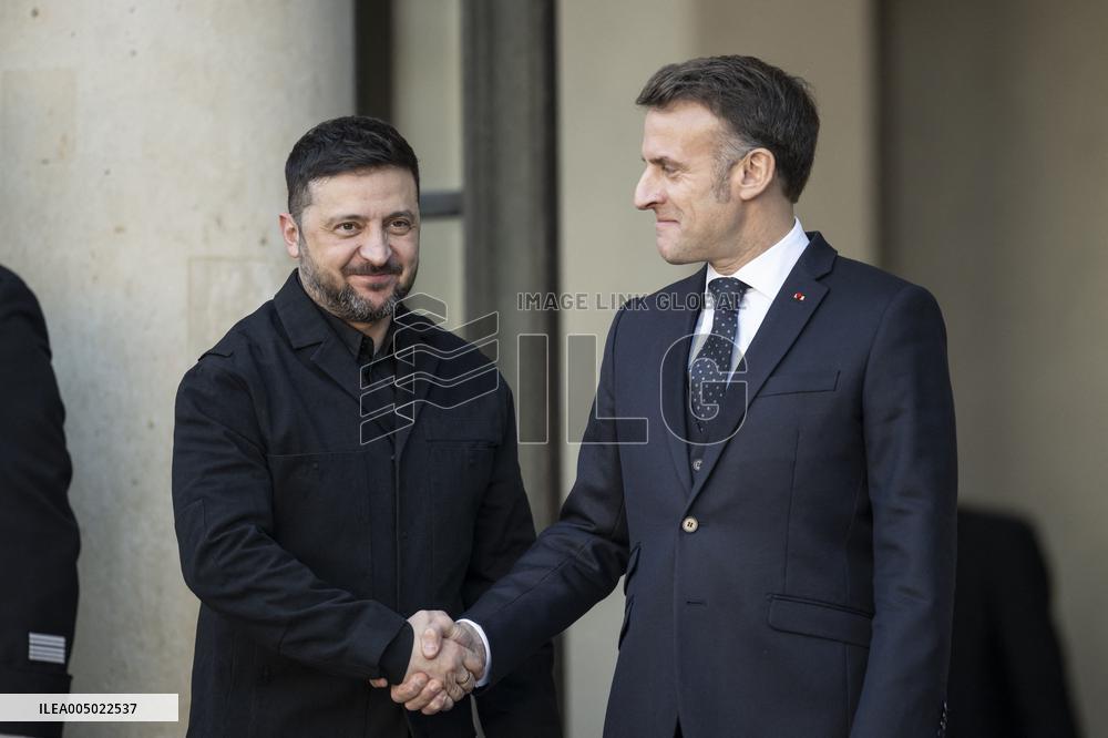 Macron Welcomes Zelensky at the Elysee Palace - Paris