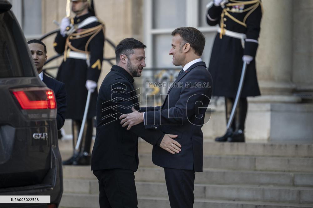 Macron Welcomes Zelensky at the Elysee Palace - Paris