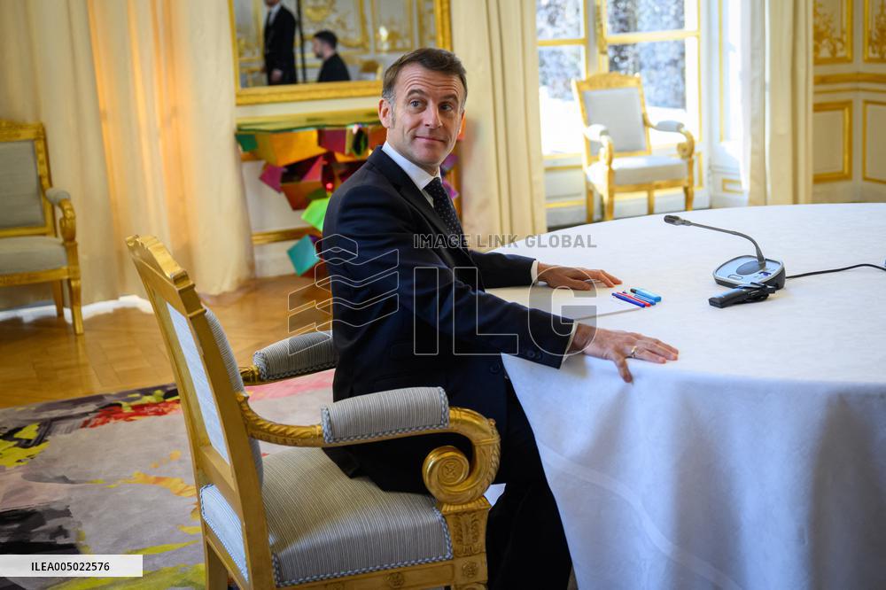 Macron Meets Zelensky at the Elysee Palace - Paris