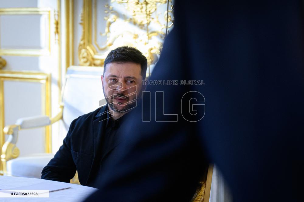 Macron Meets Zelensky at the Elysee Palace - Paris