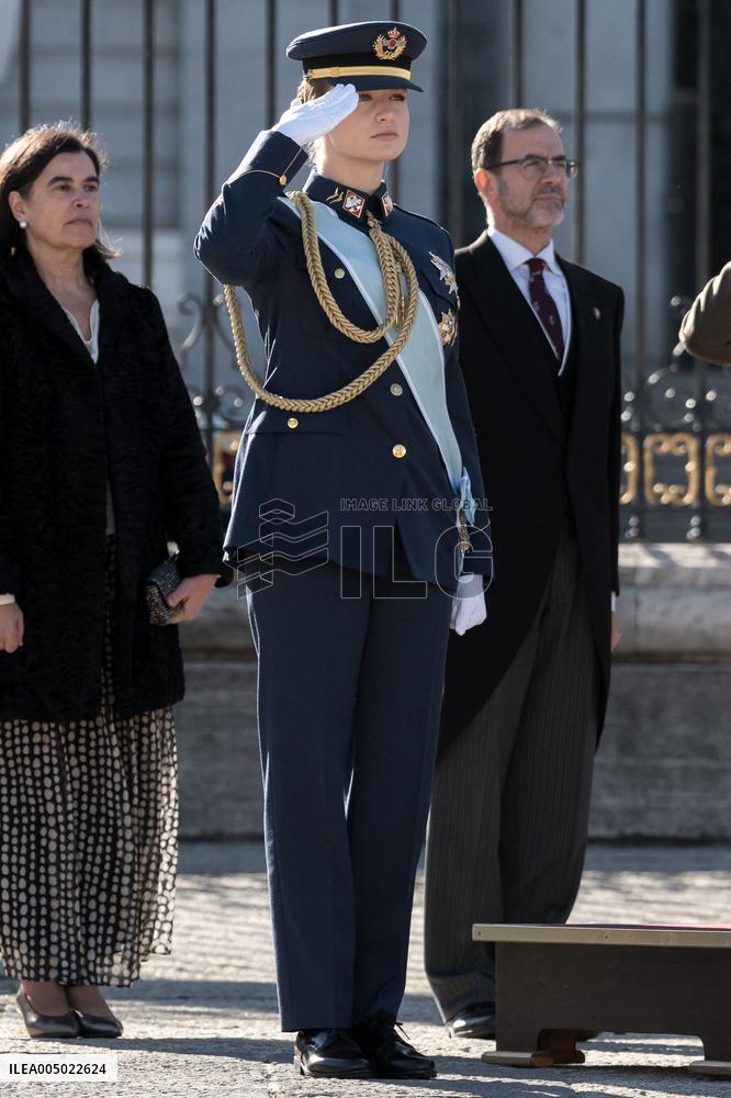 Royals At The Military Easter At The Royal Palace - Madrid