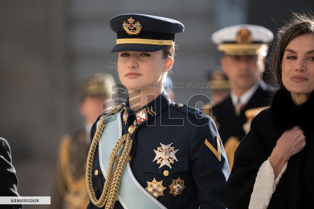 Royals At The Military Easter At The Royal Palace - Madrid