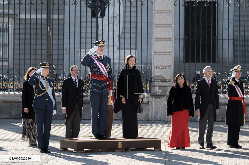 Royals At The Military Easter At The Royal Palace - Madrid