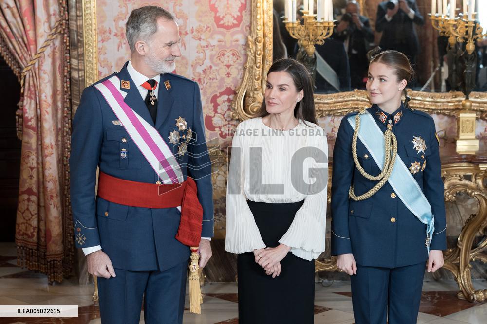 Royals At The Military Easter At The Royal Palace - Madrid