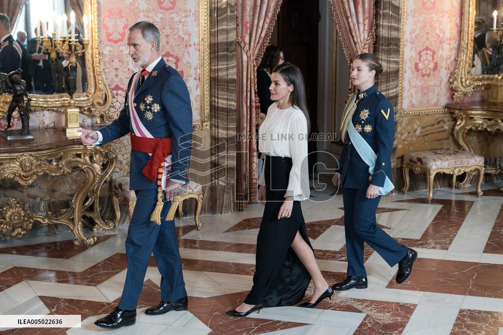 Royals At The Military Easter At The Royal Palace - Madrid