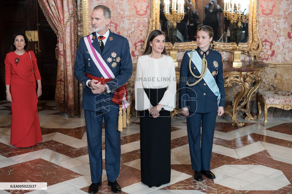 Royals At The Military Easter At The Royal Palace - Madrid