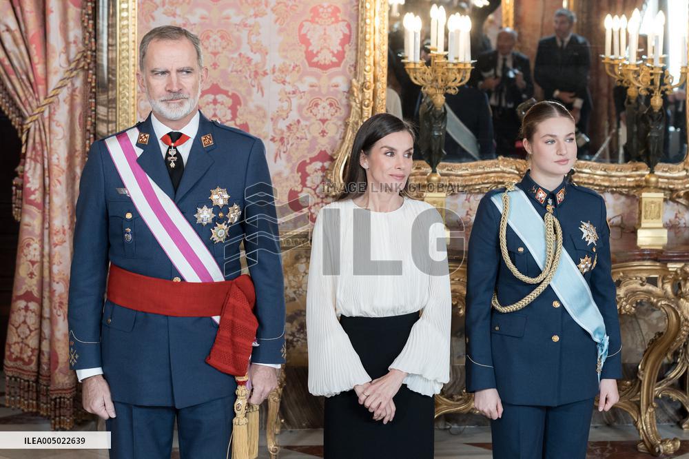 Royals At The Military Easter At The Royal Palace - Madrid
