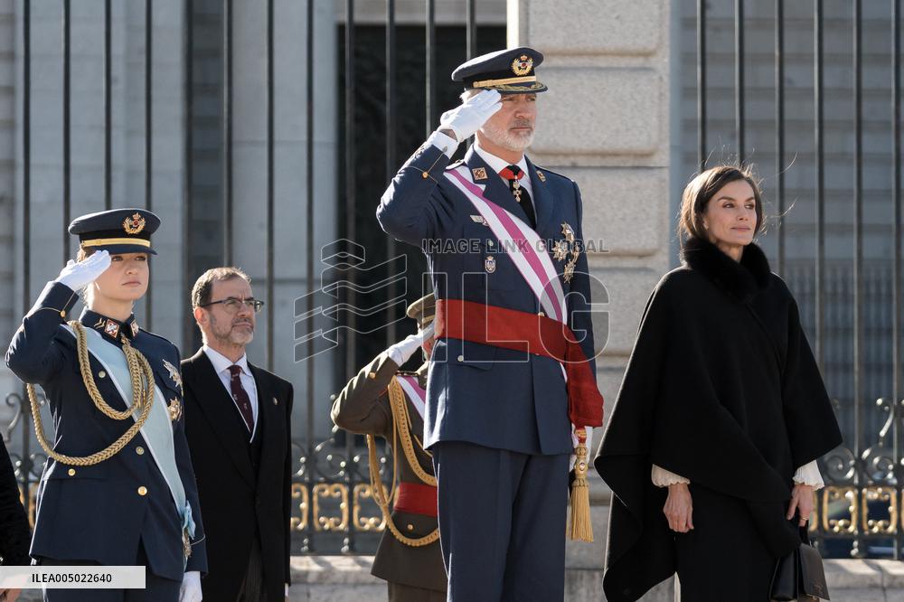 Royals At The Military Easter At The Royal Palace - Madrid