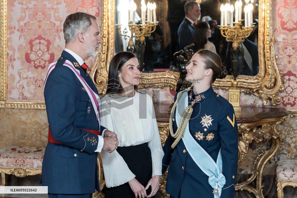 Royals At The Military Easter At The Royal Palace - Madrid
