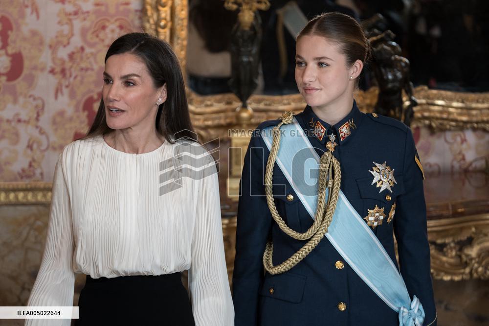 Royals At The Military Easter At The Royal Palace - Madrid