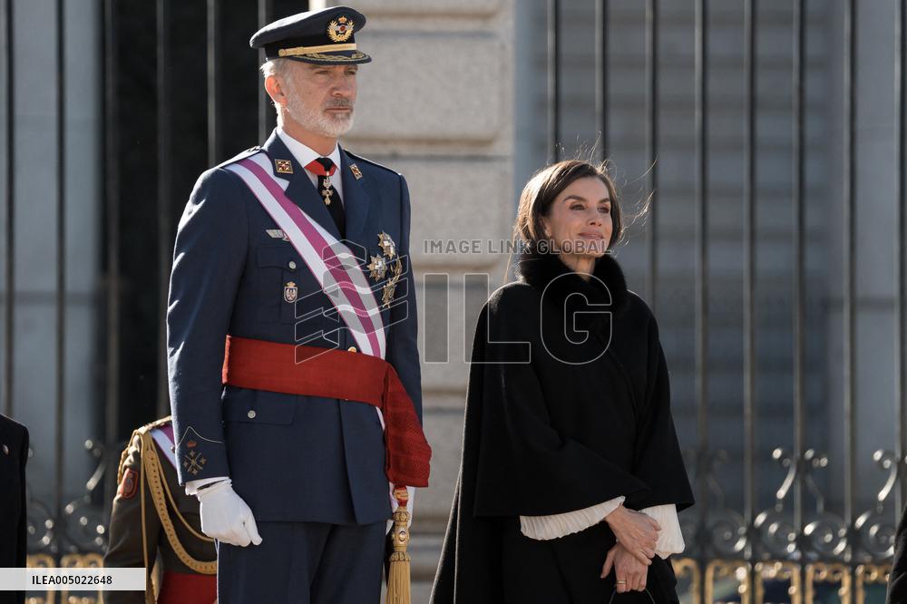 Royals At The Military Easter At The Royal Palace - Madrid