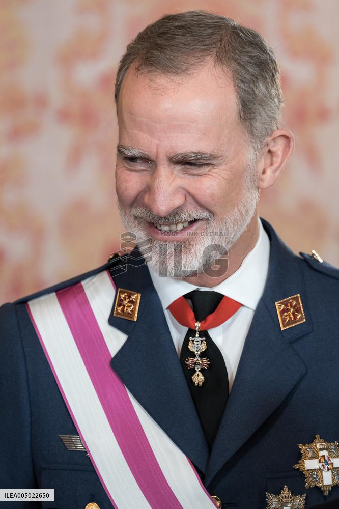 Royals At The Military Easter At The Royal Palace - Madrid