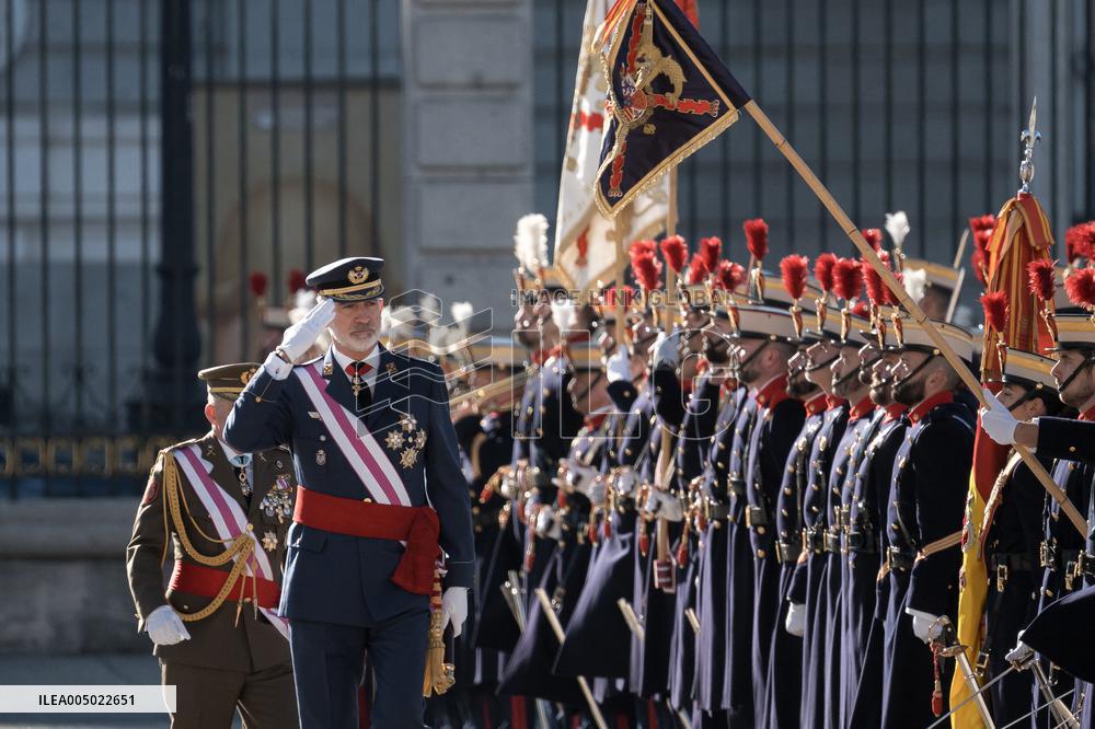 Royals At The Military Easter At The Royal Palace - Madrid