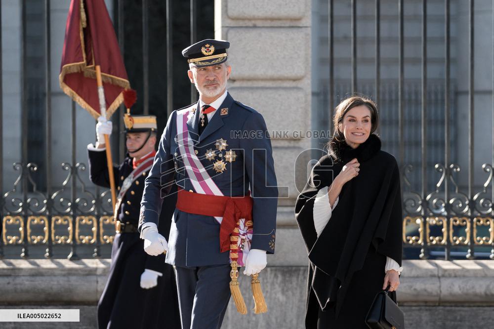 Royals At The Military Easter At The Royal Palace - Madrid